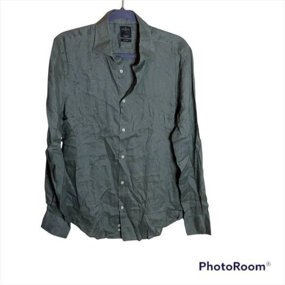 Doppelganger Other - Doppelganger 100% Linen Green Button Down Top